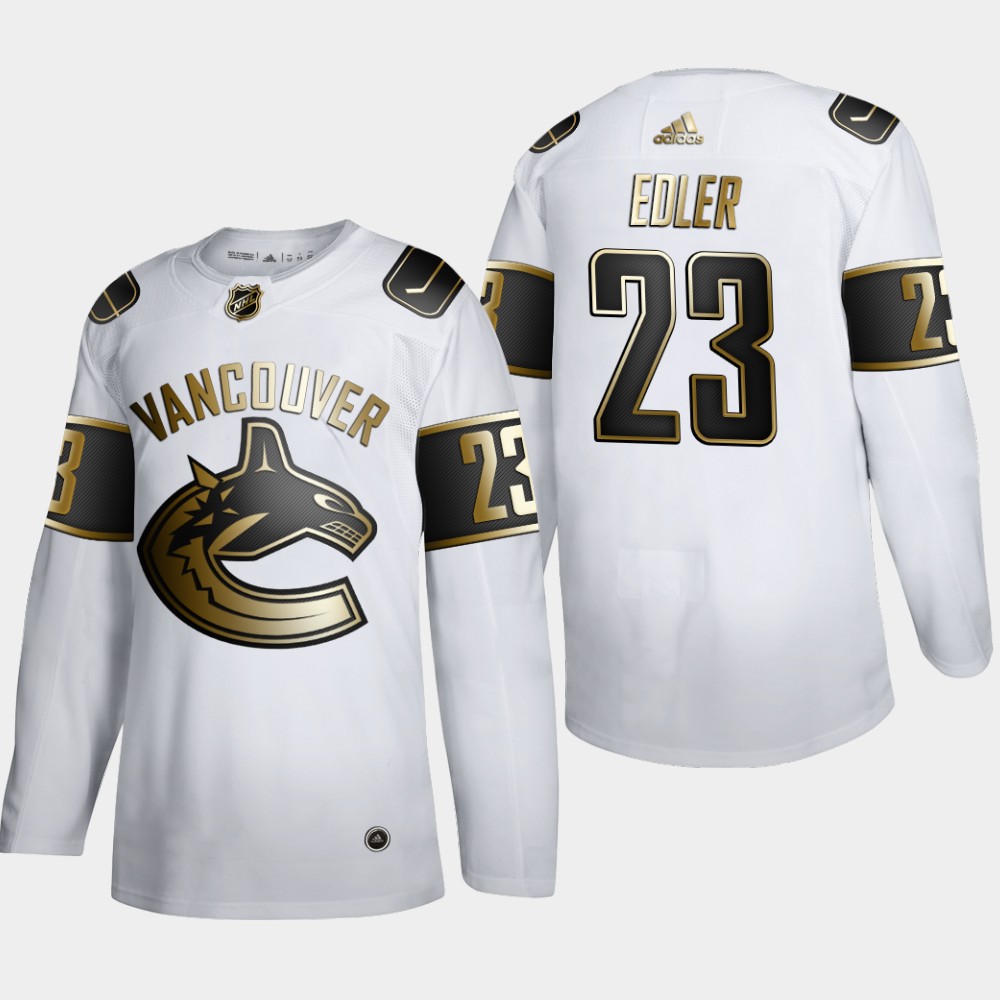 Cheap Men Vancouver Canucks 23 Alexander Edler Adidas White Golden Edition Limited Stitched NHL Jersey
